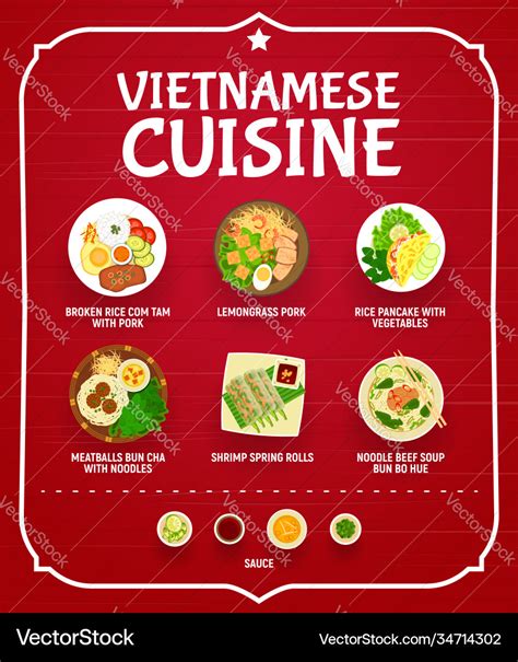 Vietnamese food restaurant menu cover Royalty Free Vector