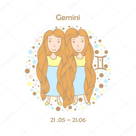 Signo Del Zodiaco Lindo Géminis Vector Gráfico Vectorial © Whynotmecz Imagen 108892342