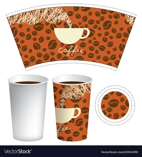 Paper Cup Template For Hot Drink With Coffee Vector Image