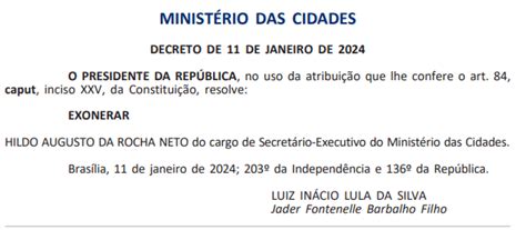 Presidente Lula Exonera Hildo Rocha Do Minist Rio Das Cidades