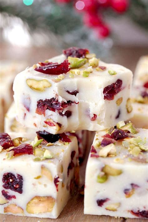 White Chocolate Christmas Fudge With Cranberries And Pistachios The