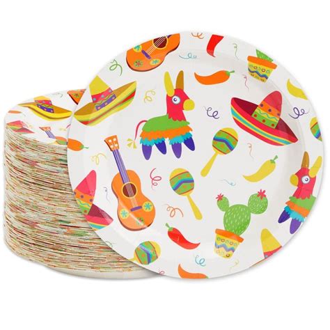 Festive Mexican Fiesta Paper Plates 80 Pack