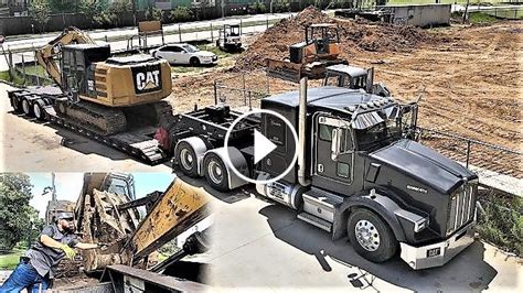 Hauling Cat Excavator Rgn Lowboy Trucking