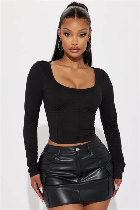 Angelica Scoop Neck Top Black Fashion Nova Basic Tops And Bodysuits