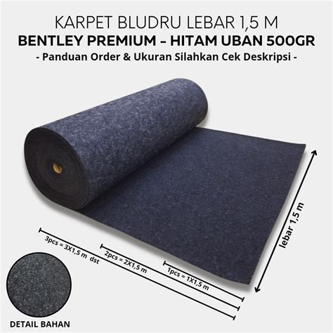 Jual Karpet Bludru Meteran Tebal Padat BENTLEY PREMIUM Hitam Uban 1x1