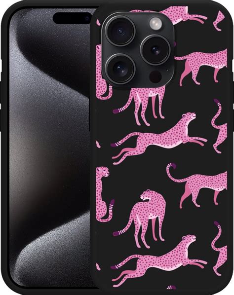 Cazy Hoesje Zwart Geschikt Voor Iphone Pro Max Roze Cheeta S Bol