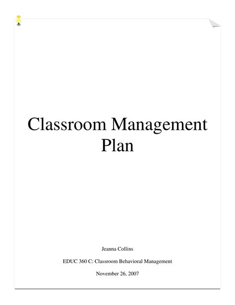 Classroom Management Plan - 9+ Examples, Pdf