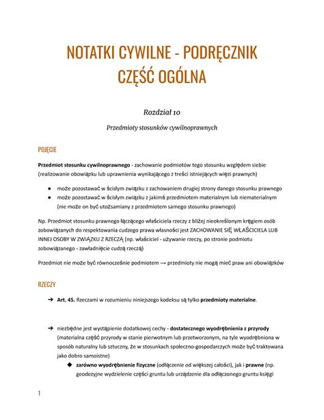 Notatki cywilne podręcznik cz ogólna NOTATKI CYWILNE