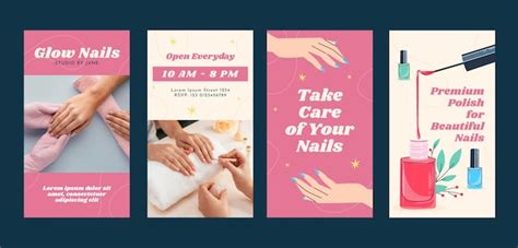 Premium Vector Hand Drawn Manicure Instagram Story Template