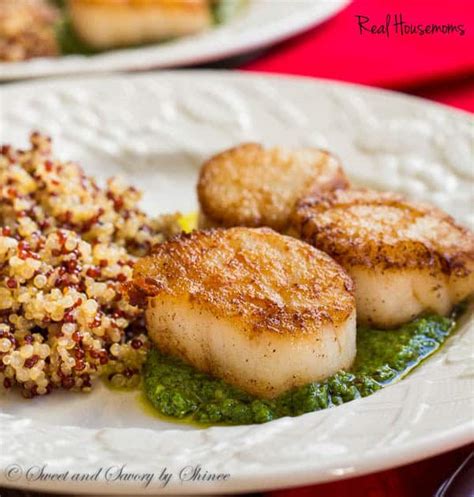 Pan Seared Scallops With Creamy Pesto Sauce ⋆ Real Housemoms