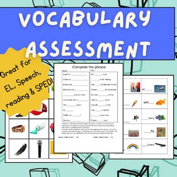Esl Vocabulary Worksheets For Special Education Assessment Test