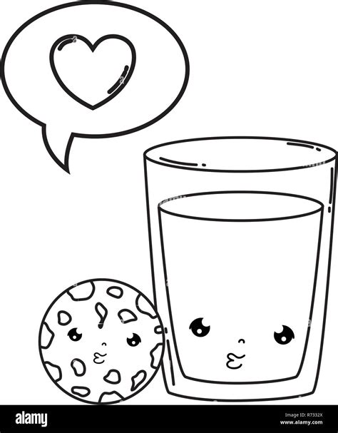 Vaso De Leche Con Galletas Personaje Kawaii Imagen Vector De Stock Alamy