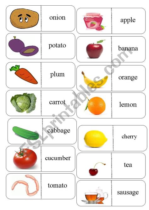 FOOD DOMINO ESL Worksheet By Atka15