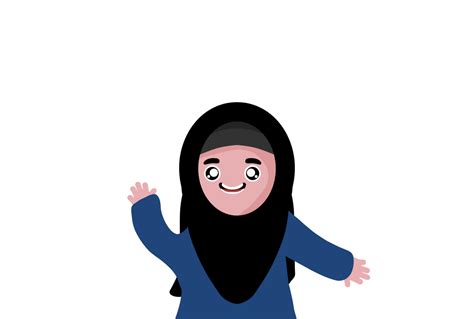 Free Cute Cartoon Hijab Muslimah Girl Png With Transparent