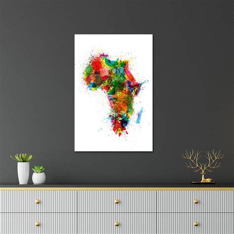 Latitude Run® Paint Splashes Map Of Africa On Plasticacrylic By