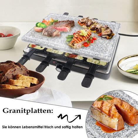 Aufun Raclette Grill Mit Naturgrillstein Elektro Tischgrill F R