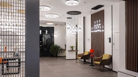 Led Ceiling Lighting In House Hall Stock Photo - Image of commercial ...