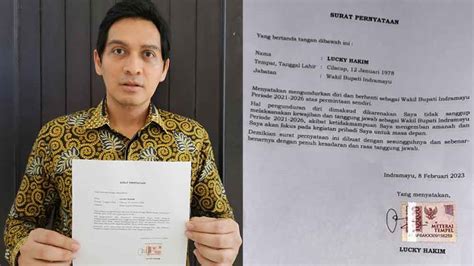 Surat Pengunduran Diri Lucky Hakim Sebagai Wabup Indramayu Viral