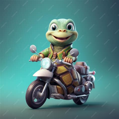 Premium Ai Image The Funny Turtle Riding Motorcycles