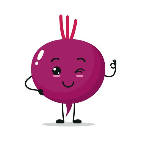 Cute Happy Beet Character Funny Smiling And Blink Beet Cartoon