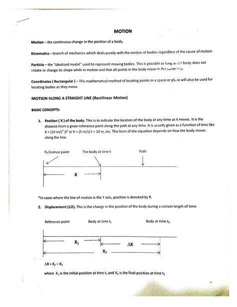 Solution Kinematics Rectilinear Free Fall And Projectile Motions Notes