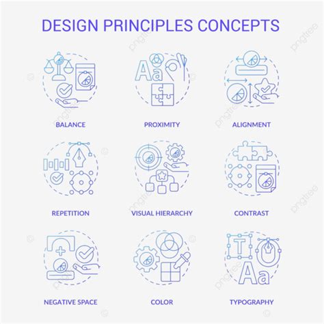 Blue Gradient Set Vector Design Images Design Principles Blue Gradient Concept Icons Set Trend