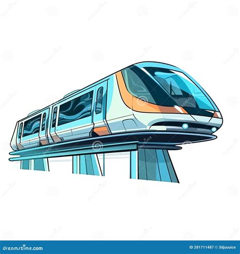 Modern Monorail Rail Vehicle Cartoon Square Illustration Stock