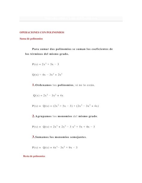 PDF Operaciones Con Polinomios PDF FileOperaciones Con Polinomios 37310