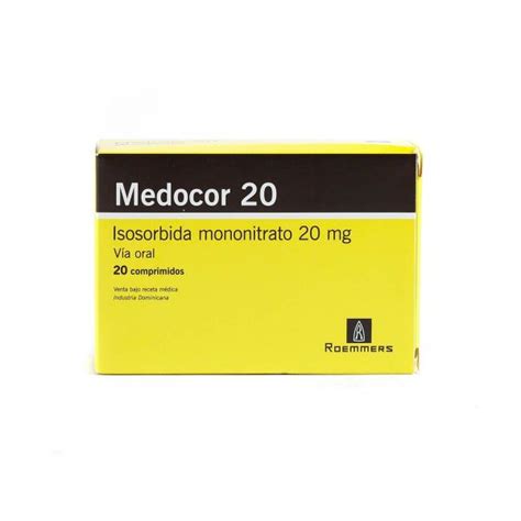 Medocor 20 Isosorbida Mononitrato 20 Mg Caja De 20 Comprimidos