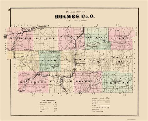 Historic County Map - Holmes County Ohio - Caldwell 1907 - 23 x 27.98