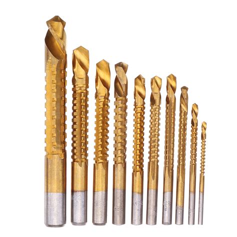 Drillpro 10pcs 3 13mm HSS Titanium Coated Twist Drill Bit Set Wood