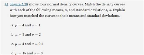 Solved 41 Figure 530 Shows Four Normal Density Curves