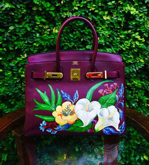 Hand Painted Hermes Birkin By Artist Love Marie Aka Heart Evangelista