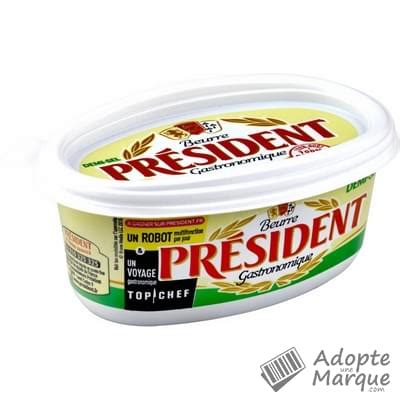 Président Beurre Gastronomique Demi Sel 80 MG Le beurrier de 250G