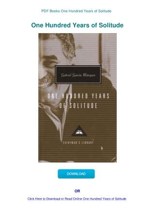 One Hundred Years Of Solitude Book Pdf