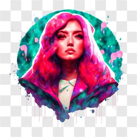 abstract art woman  pink hair png  creative fabrica