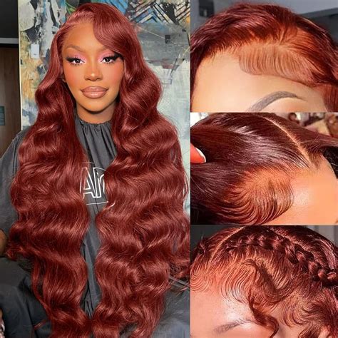 Reddish Brown Lace Front Wigs Human Hair Pre Plucked 13x4