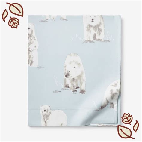 Legends Luxury™ Polar Bears Velvet Cotton Flannel Flat Sheet Polar Bear Print Cotton Flannel