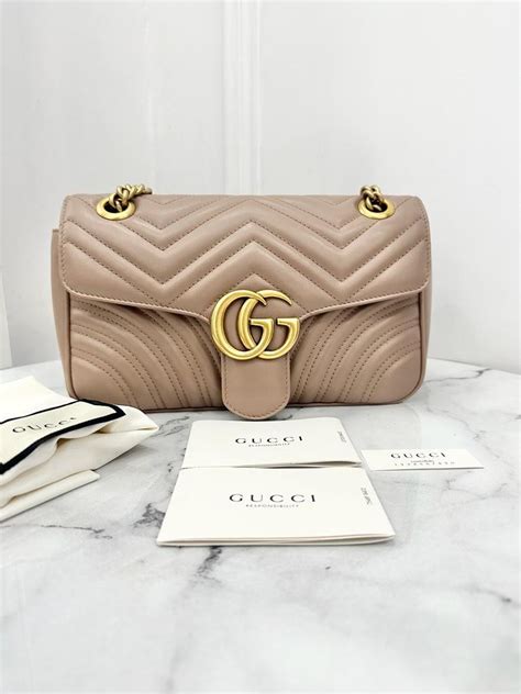 Gucci Marmont Small Nude Ghw Barang Mewah Tas Dompet Di Carousell