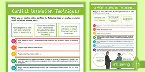 Staff Wellbeing Conflict Resolution Techniques Display Poster