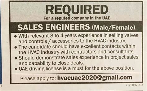 Hiring Sales Engineer Dubai UAE Gulf Career Hunt