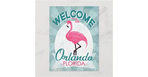 Orlando Florida Pink Flamingo Vintage Retro Trav Postcard Zazzle