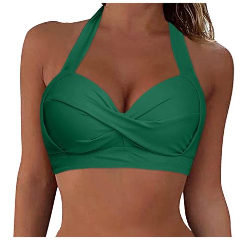 Swim Bra Push Up Bikini Tops Women Lace Up Swimwear Tops Underwire Full