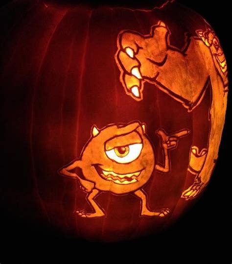 Better View Of Mike Wazowski Stoneykins Pattern Real Pumpkin Pumpkin Carving Halloween