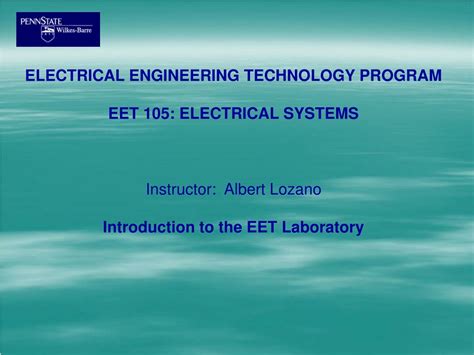 Ppt Electrical Engineering Technology Program Eet 105 Electrical