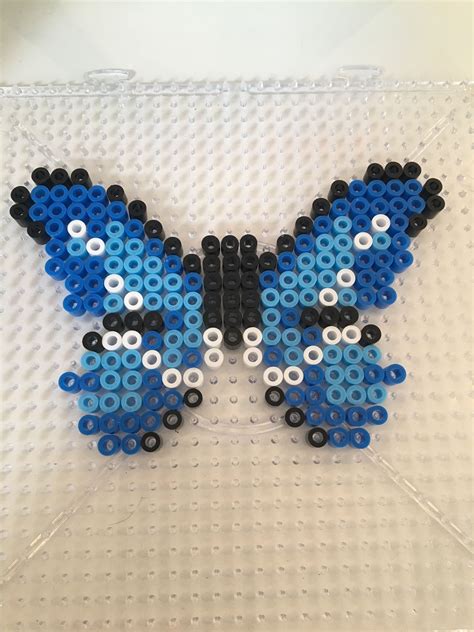 Butterfly Hama Bead Perler Bead Square Board Using 2 Shades Of Blue