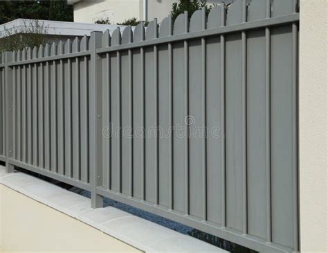 House Design Metal Privacy Fence Stock Photo - Image of aluminum ...