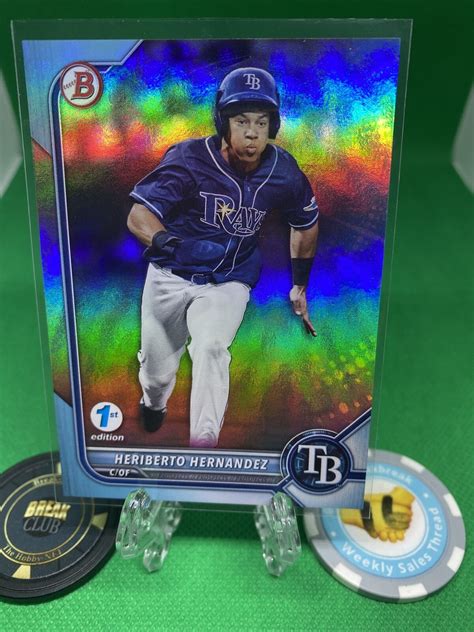 Bowman First Edition Heiberto Hernandez Sky Blue Foil Parallel