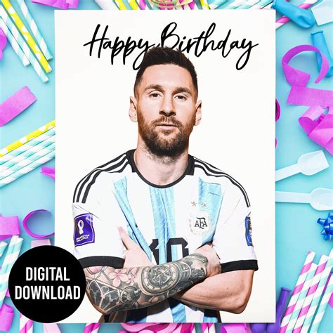 Messi Birthday Card Digital Download Lionel Messi Card Etsy Canada