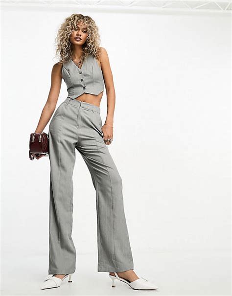 Heartbreak Vest Oversized Blazer And Tailored Pants Set In Gray Asos